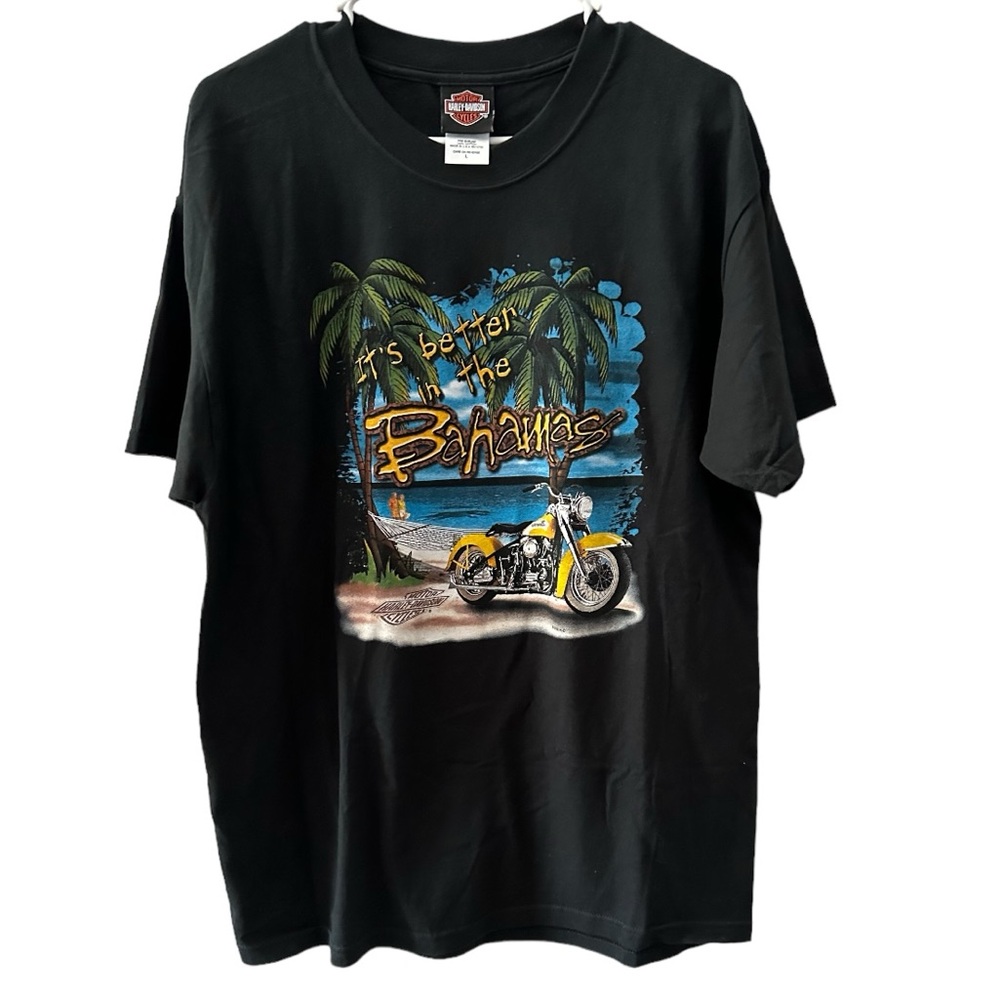 Harley-Davidson Vintage 2000 Bahamas Short Sleeve Tee Shirt Large Black Freeport